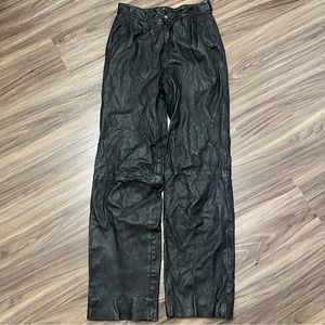 80s Vtg Peleteria Jacinto Rodriguez leather black pants sz 46